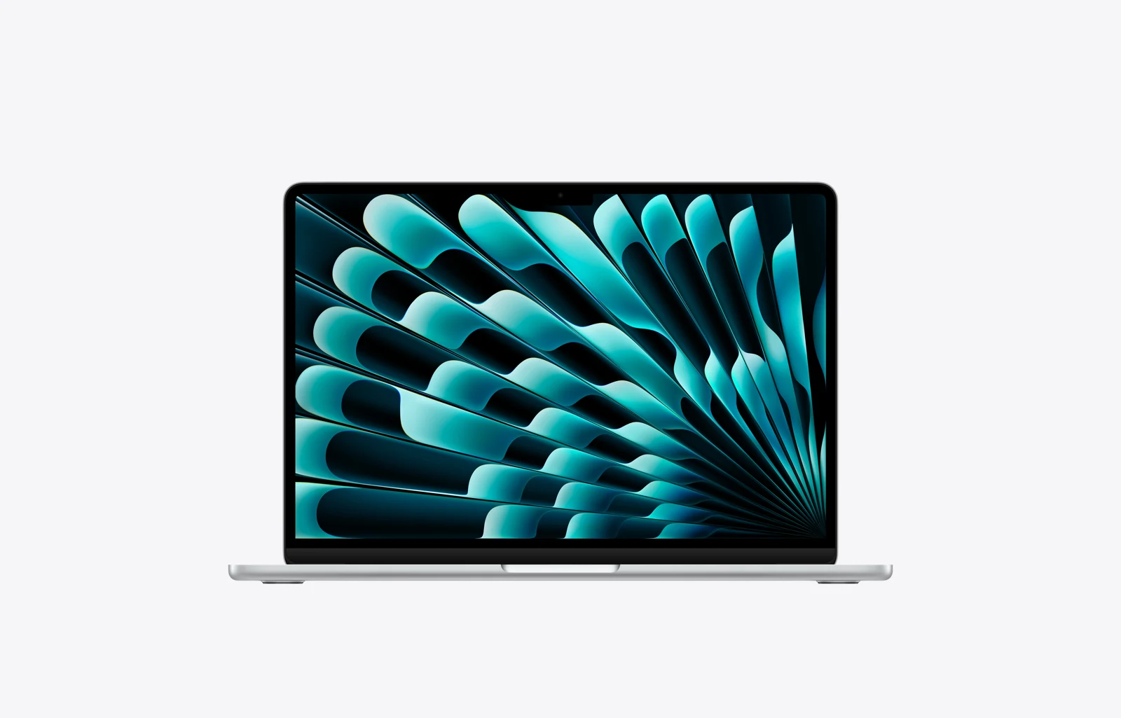 Silver Apple MacBook Air 13-inch with M5, shown open from the front.