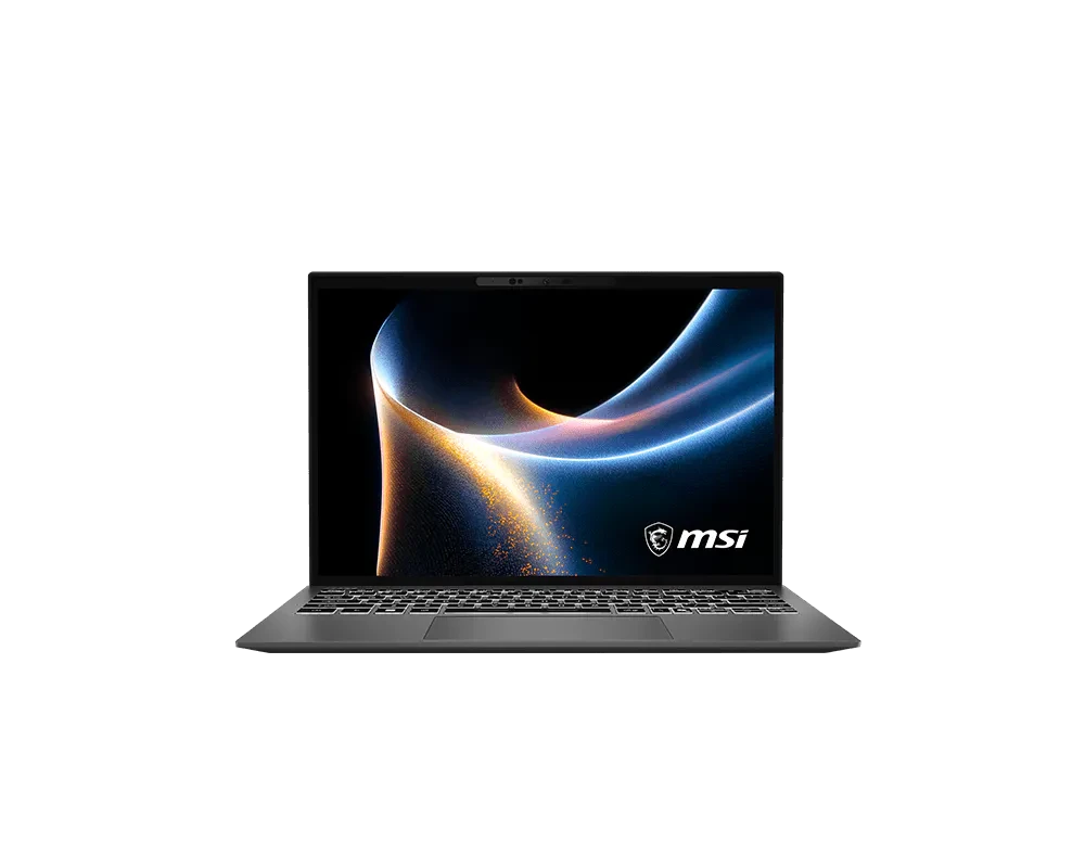 MSI Prestige 13 AI+ A3M laptop in a front view, showing its open display and keyboard.
